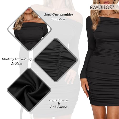 Off-Shoulder Pleated Ruched Dress